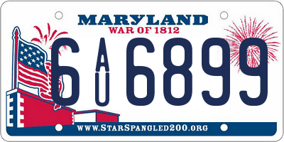 MD license plate 6AU6899