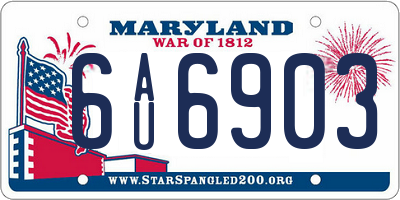MD license plate 6AU6903