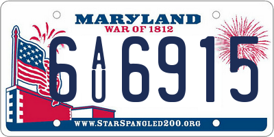 MD license plate 6AU6915