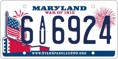 MD license plate 6AU6924