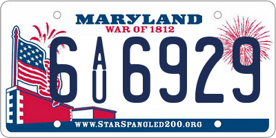 MD license plate 6AU6929