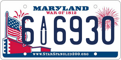 MD license plate 6AU6930