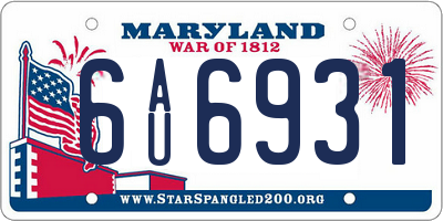 MD license plate 6AU6931