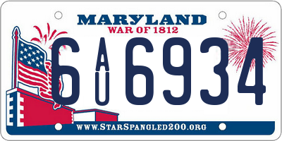 MD license plate 6AU6934