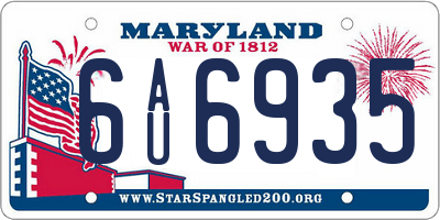 MD license plate 6AU6935