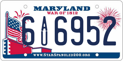 MD license plate 6AU6952