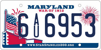 MD license plate 6AU6953