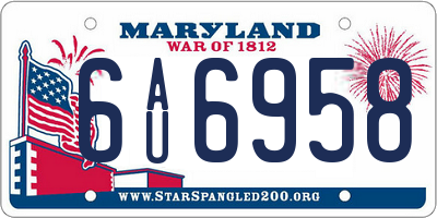 MD license plate 6AU6958