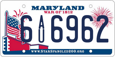 MD license plate 6AU6962