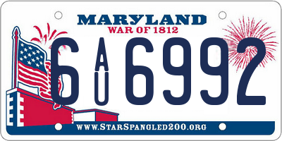 MD license plate 6AU6992