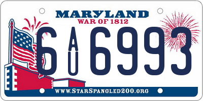 MD license plate 6AU6993