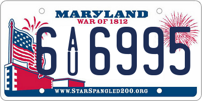 MD license plate 6AU6995