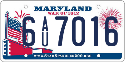 MD license plate 6AU7016