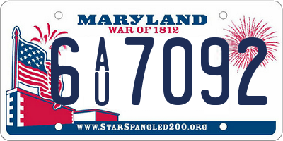 MD license plate 6AU7092