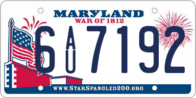 MD license plate 6AU7192