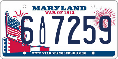 MD license plate 6AU7259