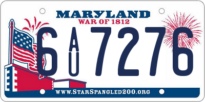 MD license plate 6AU7276