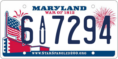 MD license plate 6AU7294