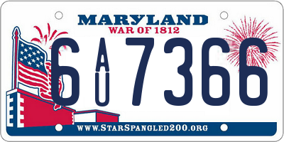 MD license plate 6AU7366