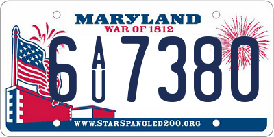 MD license plate 6AU7380