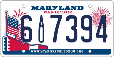 MD license plate 6AU7394