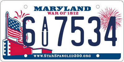 MD license plate 6AU7534