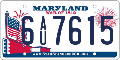 MD license plate 6AU7615