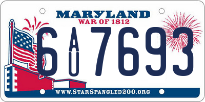 MD license plate 6AU7693