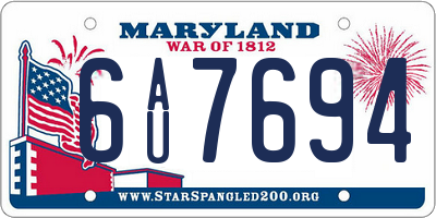 MD license plate 6AU7694