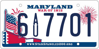 MD license plate 6AU7701