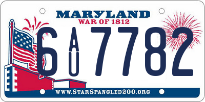 MD license plate 6AU7782