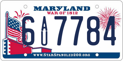 MD license plate 6AU7784