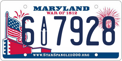MD license plate 6AU7928