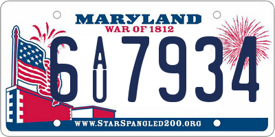MD license plate 6AU7934