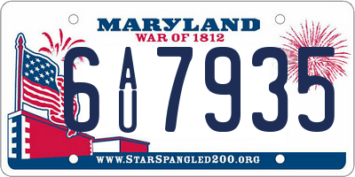 MD license plate 6AU7935