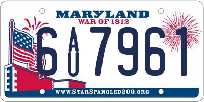 MD license plate 6AU7961