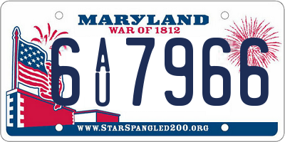 MD license plate 6AU7966