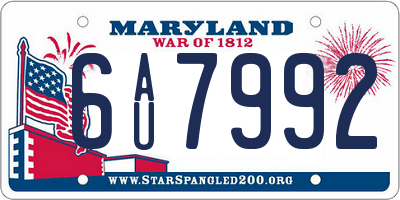 MD license plate 6AU7992