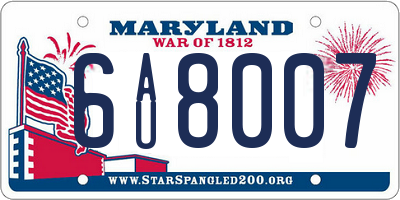 MD license plate 6AU8007