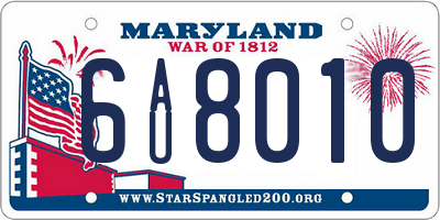 MD license plate 6AU8010