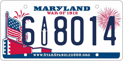 MD license plate 6AU8014