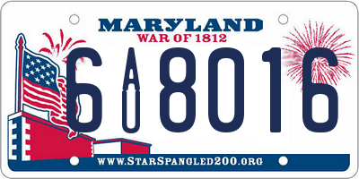 MD license plate 6AU8016