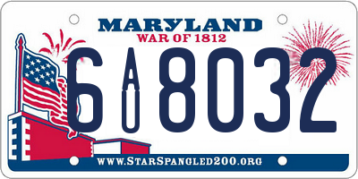 MD license plate 6AU8032