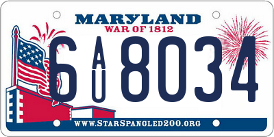 MD license plate 6AU8034