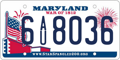 MD license plate 6AU8036