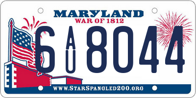 MD license plate 6AU8044