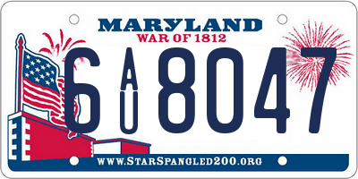 MD license plate 6AU8047