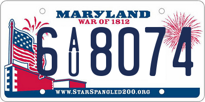 MD license plate 6AU8074