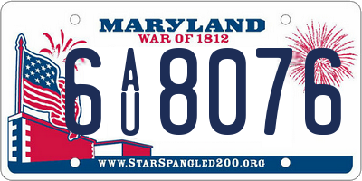 MD license plate 6AU8076