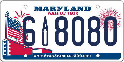 MD license plate 6AU8080